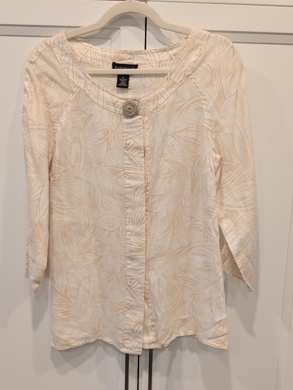 Cream Leaf-Print Button Front Tunic Bundle